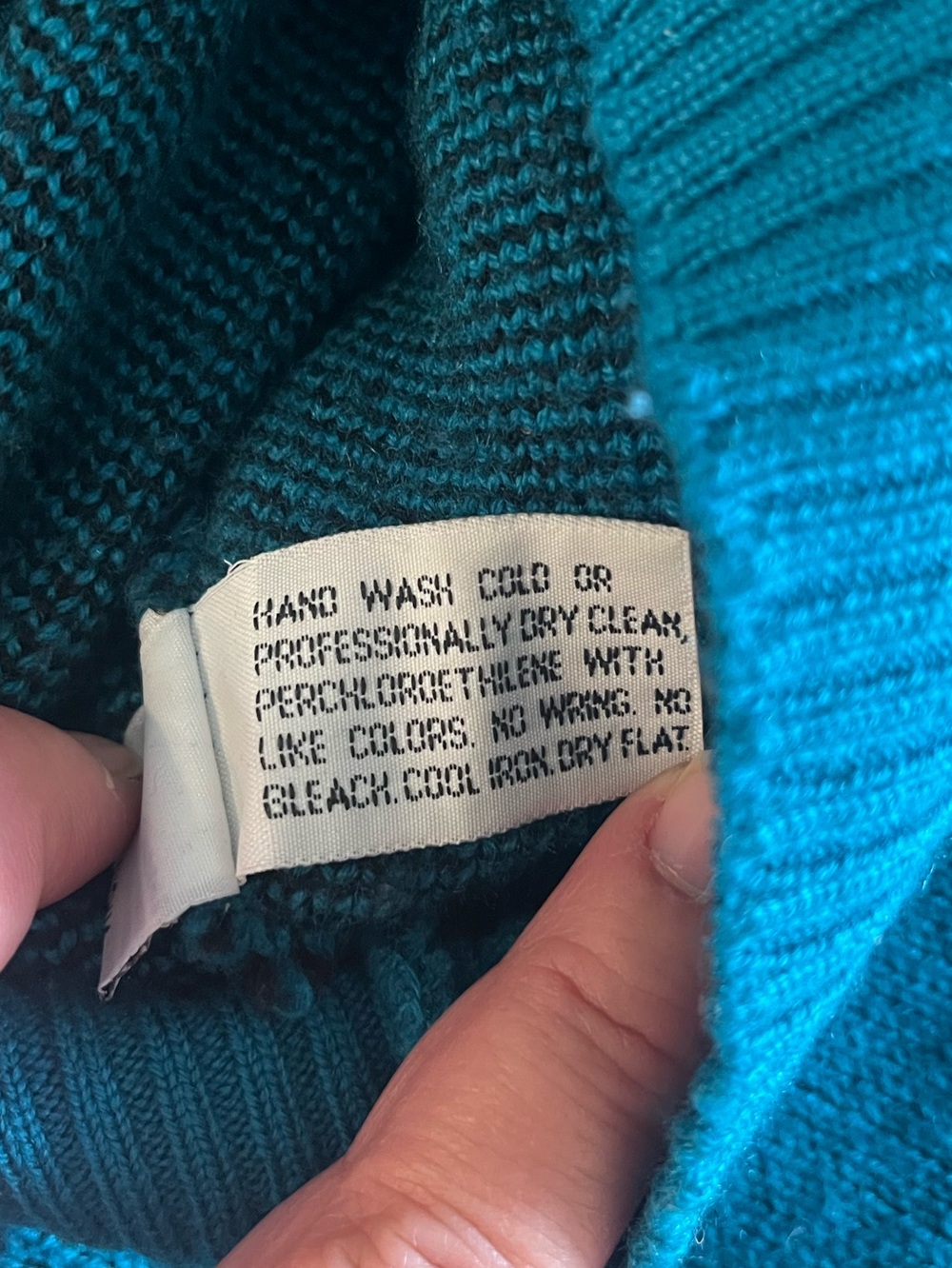 Vintage I Blues Italian Wool Teal with Black Pattern Dolman Drop Sleeve Sweater - Picture 5 of 12
